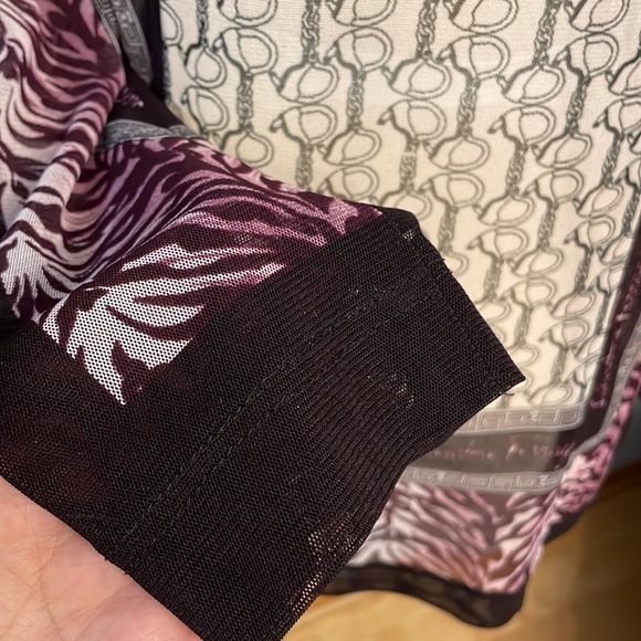 Salvatore Ferragamo Logo Zebra Print Mesh Button Down Shirt size M - Picture 6 of 10